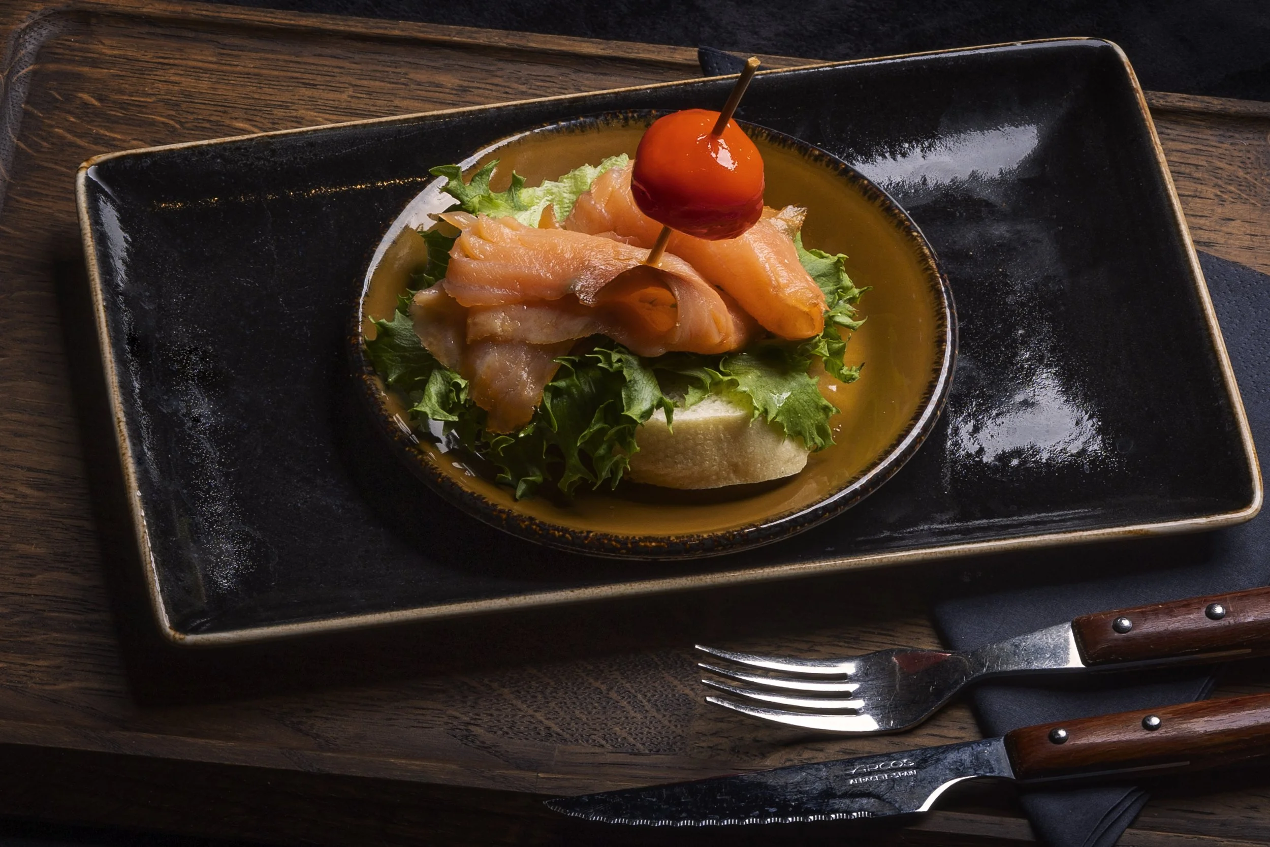 Pintxos med røkt laks